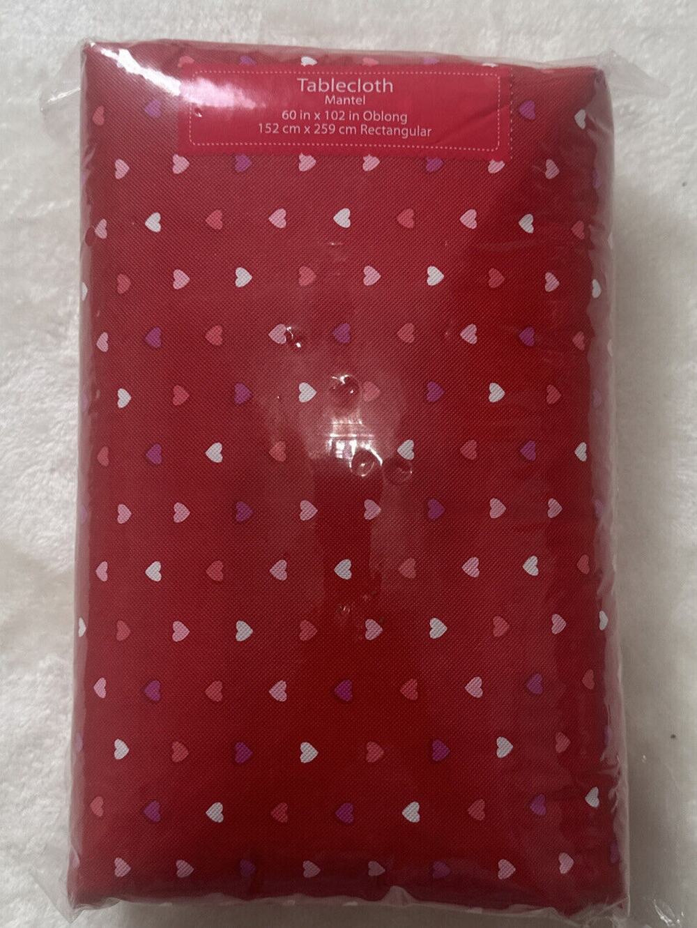 Unbranded 100% PEVA Rectangle Tablecloth 60" x 102" Red Multicolored Hearts Love